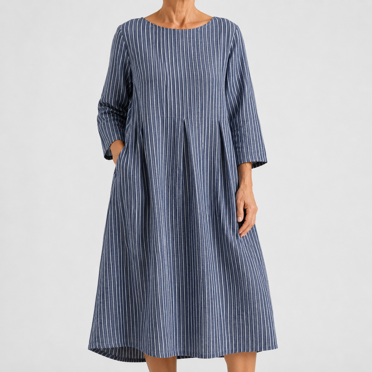Vestido Bianca de Rayas con Corte Suave