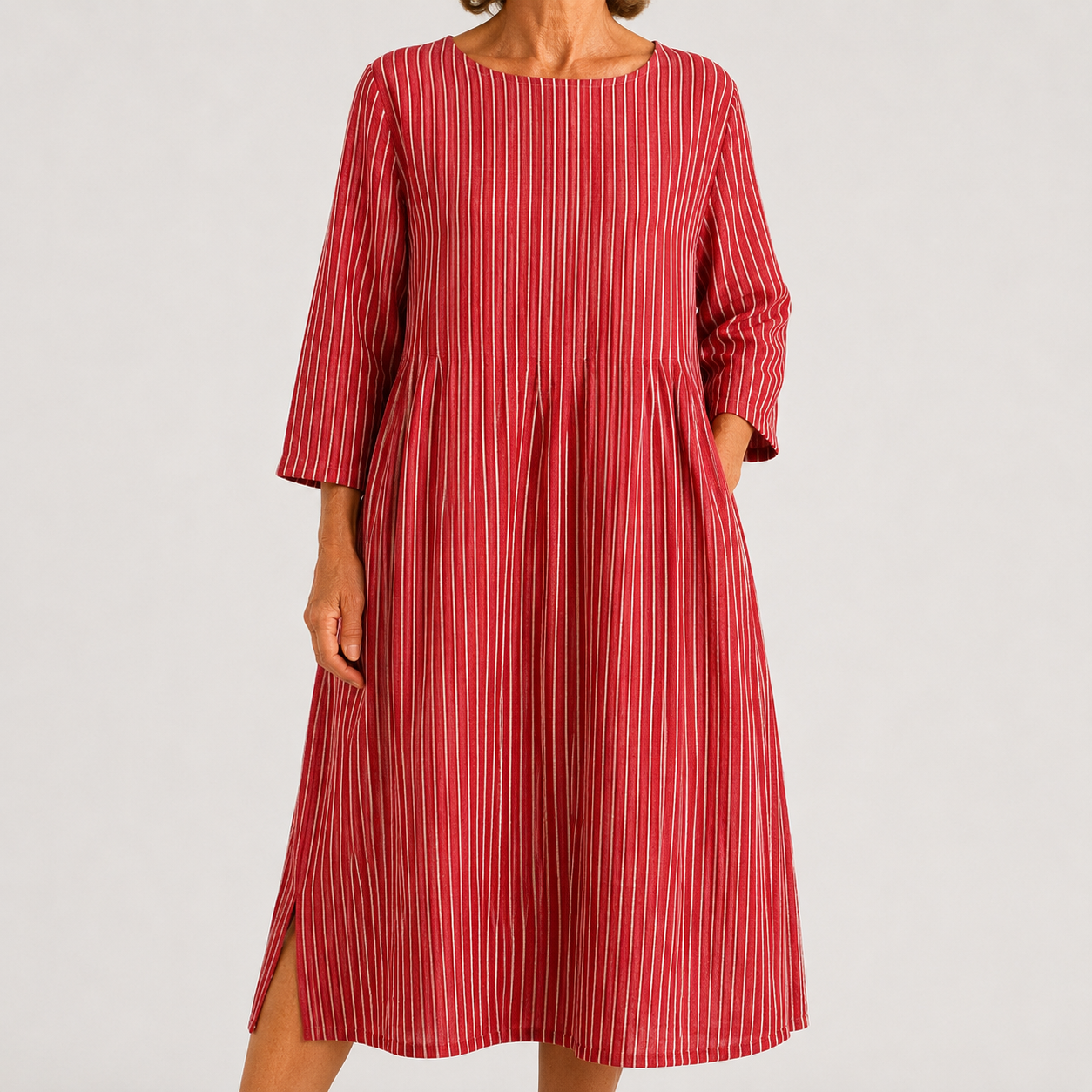 Vestido Clara de Rayas Elegante y Cómodo