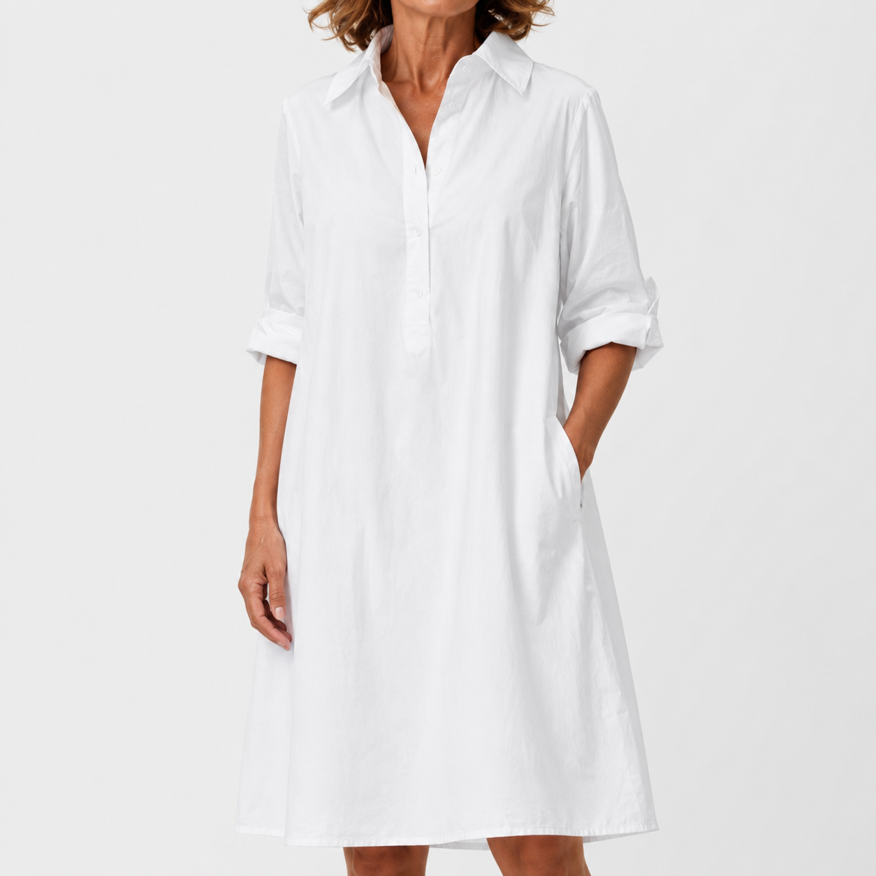 Vestido Camisero Blanco Suave