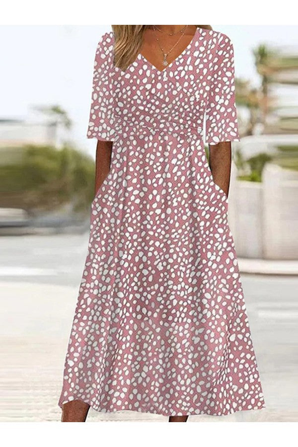 COLETTE | Vestido Midi Elegante con Lunares que Define la Cintura