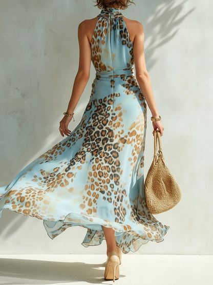 DANIELA | VESTIDO LARGO GLAMUROSO CON ESTAMPADO ANIMAL