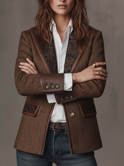 Gisela | Blazer con Paneles de Estampado Espiga