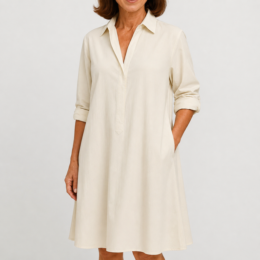 Vestido Camisero Crema Suave