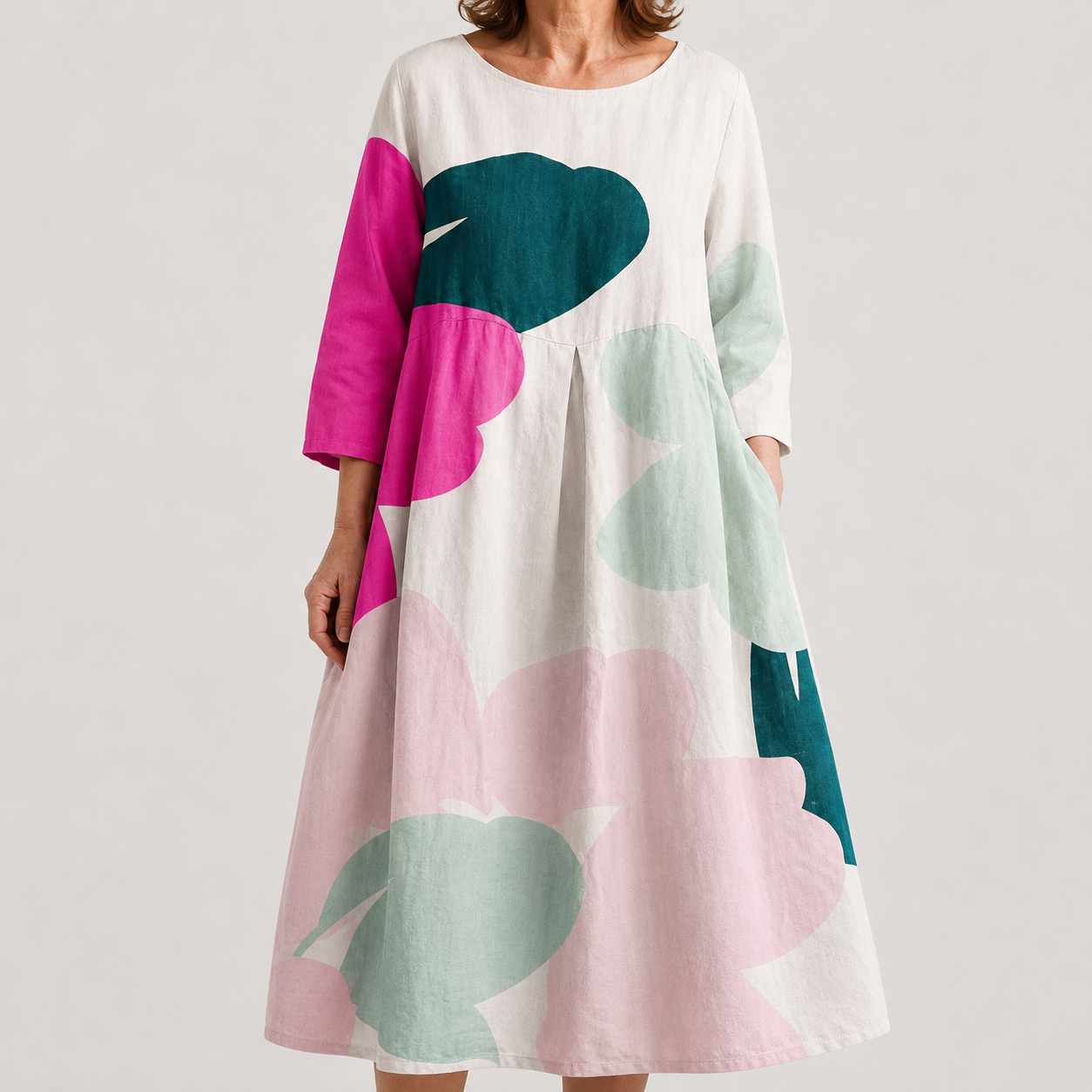Vestido Midi Floral Artístico de Confort Refinado
