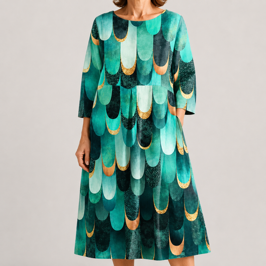 Vestido Midi Esmeralda de Estilo Elegante y Suave