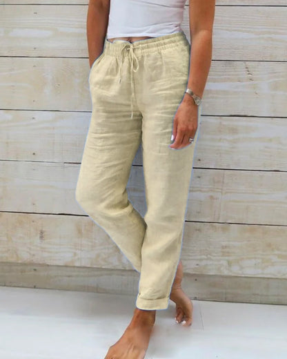 Pantalón Recto Estilo Lino