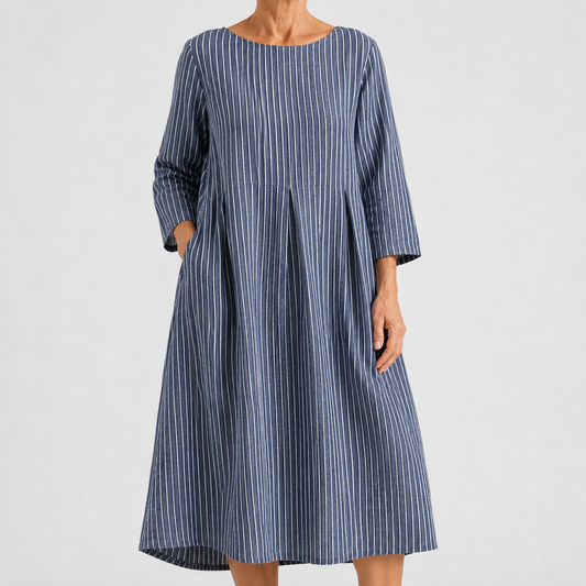 Vestido Bianca de Rayas con Corte Suave
