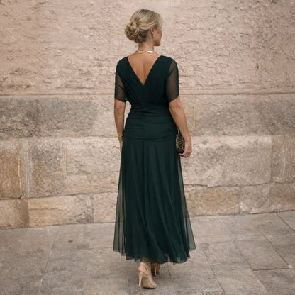 Elisa | Vestido Largo Plisado en Verde