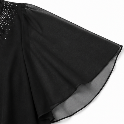 Joaquina | Vestido Midi de Invitada con Capa de Gasa y Escote en Pico