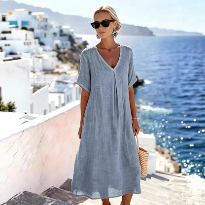 Vestido Largo Vaporoso Estilo Lino