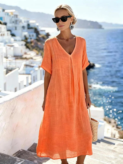 Vestido Largo Vaporoso Estilo Lino