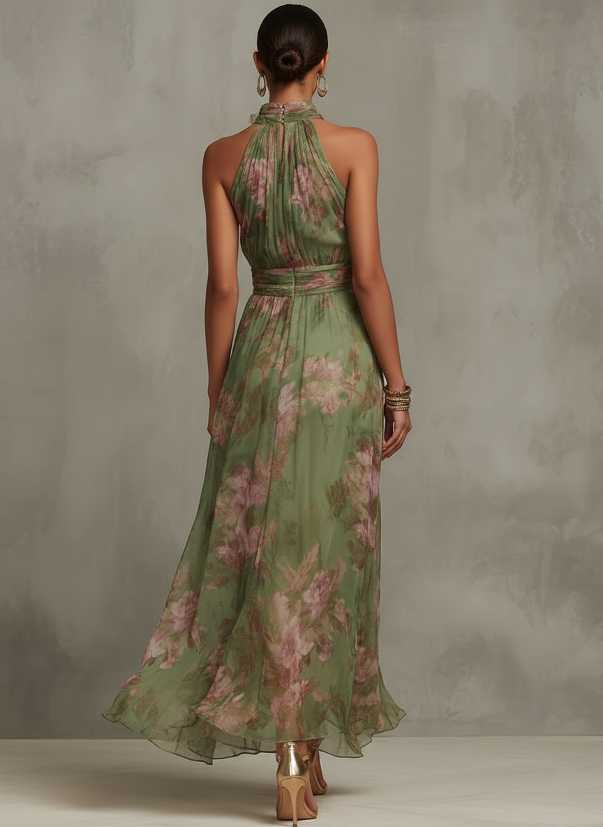 Livia | Vestido largo floral con escote en V