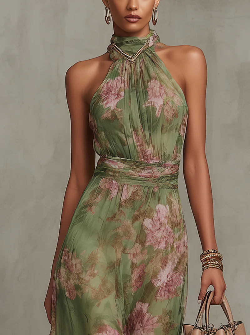 Livia | Vestido largo floral con escote en V