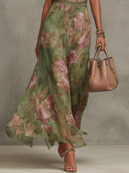 Livia | Vestido largo floral con escote en V