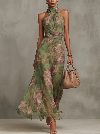 Livia | Vestido largo floral con escote en V