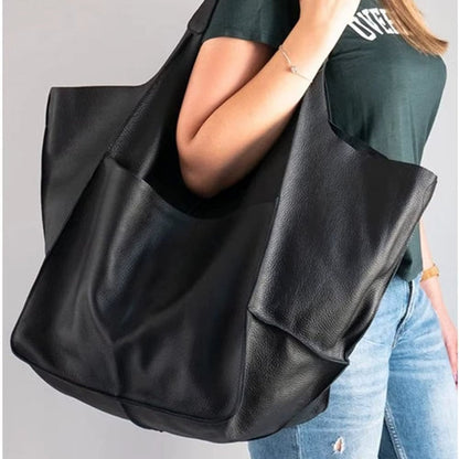 Berta | Tote Bag de Cuero Grande Mujer Bolsillos Exteriores