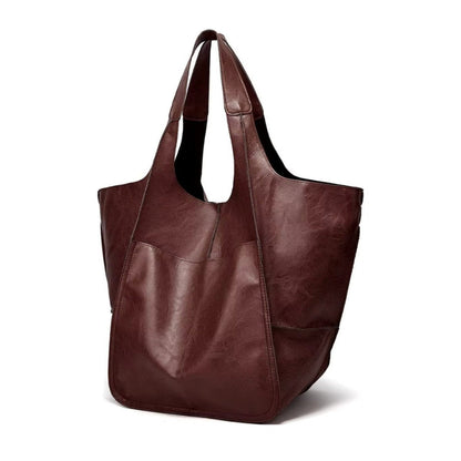 Berta | Tote Bag de Cuero Grande Mujer Bolsillos Exteriores