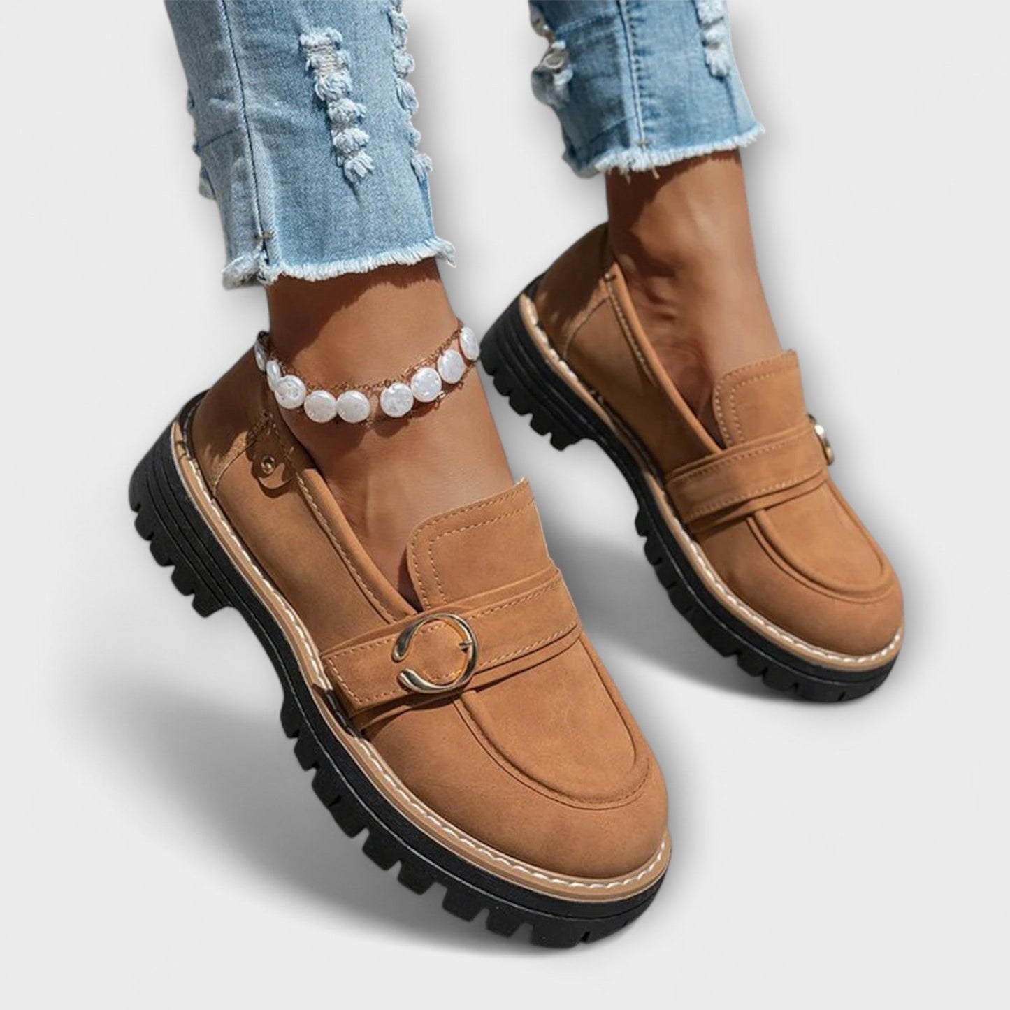 Lora™ | Mocasines Casual de Punta Redonda