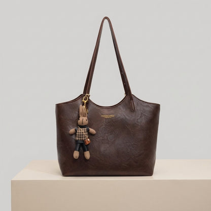 Macarena | Tote Bag de Cuero Vegano Mujer Grande con Colgante